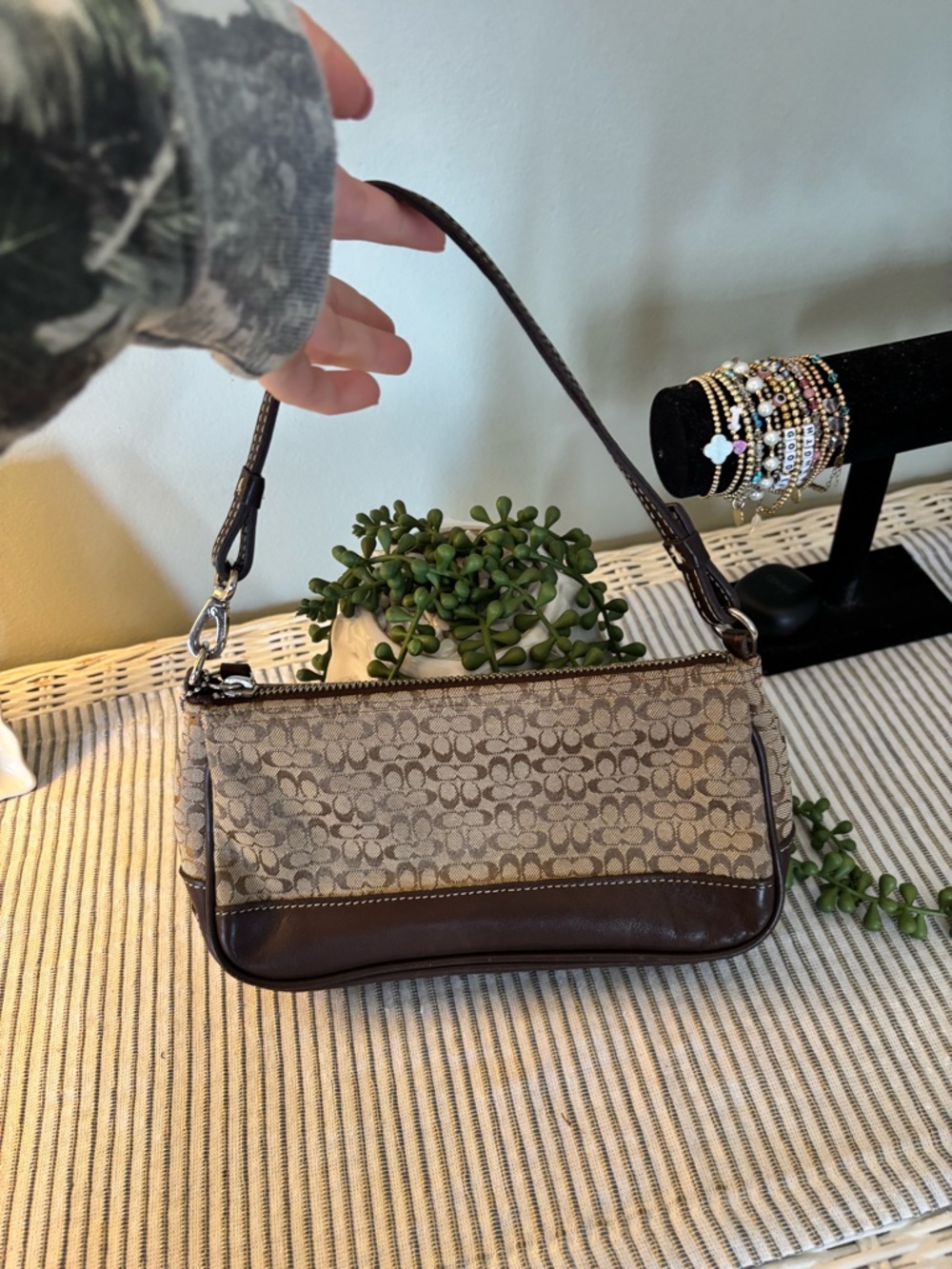 Coach Brown Signature Canvas and Leather Shoulder Bag